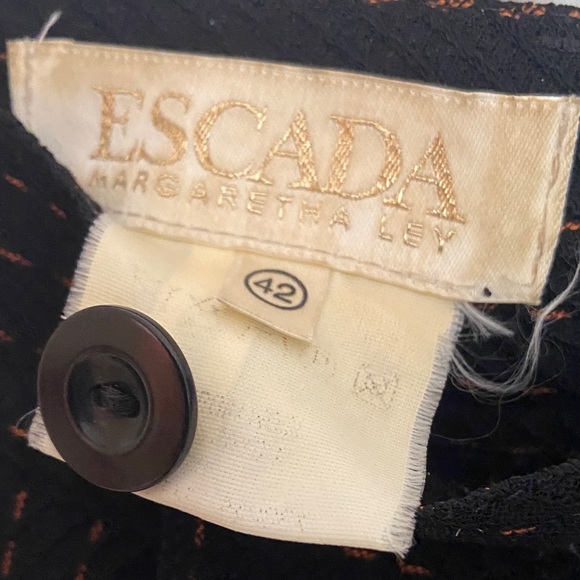 Vintage Escada Black and Brown Striped Pants - Picture 2 of 6